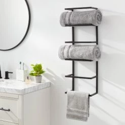 Towel Wall Storage Cabinet Black Metal - Brightroom™