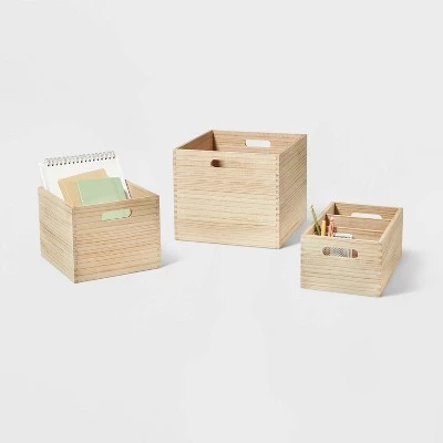 Small Decorative Light Wood Crate Natural - Brightroom™ 5 Small Decorative Light Wood Crate Natural - Brightroom™ - Image 3