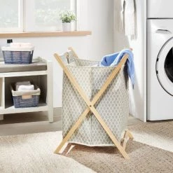 Wooden X-Frame Double Hamper Gray Diamond Print - Brightroom™
