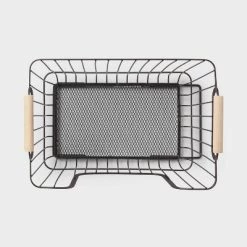 Metal Stackable Wire Pantry Basket with Rubber Wood Handle Black - Brightroom™ 6 Metal Stackable Wire Pantry Basket with Rubber Wood Handle Black - Brightroom™ -Brightroom shop GUEST 1a862a6d 7ecd 48be a70e abbcffb40064