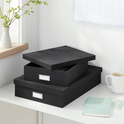 Canvas Desk Storage Box Set of 2 - Brightroom™ Gray 3 Canvas Desk Storage Box Set of 2 - Brightroom™ Gray