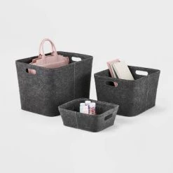 Felt Basket with Stitching - Brightroom™ Dark Gray -Brightroom shop GUEST 28a9503f a4a1 4ba4 a7de 0e2505b67450