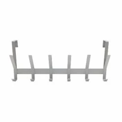 Heavy Duty Over The Door 6 Hooks Rail Matte Gray - Brightroom™