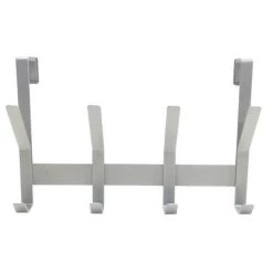 Heavy Duty Over The Door 4 Hooks Rail Matte Gray - Brightroom™