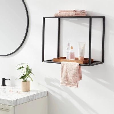 Wall Shelf Black Metal - Brightroom™ 3 Wall Shelf Black Metal - Brightroom™