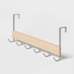 Large Over the Door Hook with Wood 6 Hooks - Brightroom™ Matte Black -Brightroom shop GUEST 69c85796 072b 4b17 a399 085ba1429482