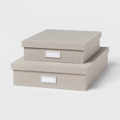 Canvas Desk Storage Box Set of 2 - Brightroom™ Gray 8 Canvas Desk Storage Box Set of 2 - Brightroom™ Gray - Image 6