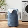Scrunchable Round Laundry Hamper Blue Stitch Grid - Brightroom™ -Brightroom shop GUEST 6eabf1fb 22dc 4b62 910e 8e7296e5774f