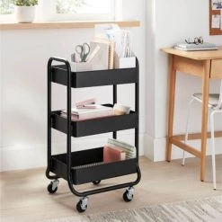 3 Tier Metal Utility Cart - Brightroom™ Black