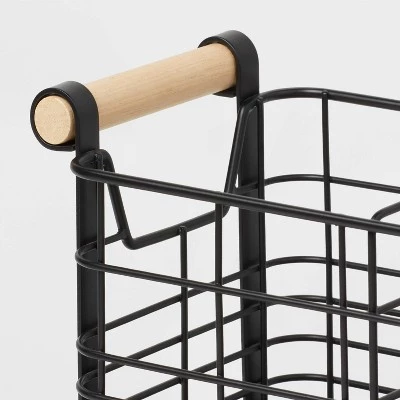 Wire Divided Basket Black with Natural Wood Handles - Brightroom™ 4 Wire Divided Basket Black with Natural Wood Handles - Brightroom™ - Image 2