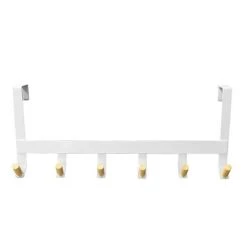 Mixed Material Over The Door 6 Hooks Rail Matte White - Brightroom™