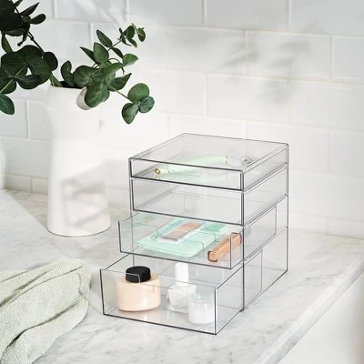 4 Drawer Stackable Countertop Organizer Clear - Brightroom™ 3 4 Drawer Stackable Countertop Organizer Clear - Brightroom™