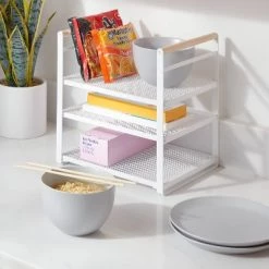 Metal 3-Tier Adjustable Shelf Box Organizer White - Brightroom™