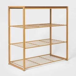 4 Tier Shoe Rack Brass with Walnut Wood - Brightroom™ -Brightroom shop GUEST 9aa8a4ef b1bc 4dba b15f 3fb47d3a6428