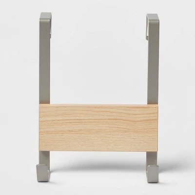 Small over the Door Hook with Wood 2 Hooks - Brightroom™ Brushed Nickel 5 Small over the Door Hook with Wood 2 Hooks - Brightroom™ Brushed Nickel - Image 3