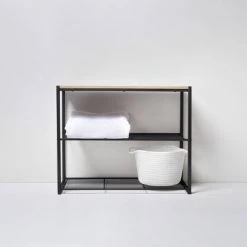 3 Tier Shoe Rack Black Metal with Natural Wood - Brightroom™ -Brightroom shop GUEST c136b996 a47b 4cd3 9536 a26df1deb6a1