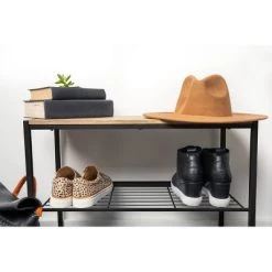 3 Tier Shoe Rack Black Metal with Natural Wood - Brightroom™ -Brightroom shop GUEST c78940d7 09ac 4528 9c99 1acfbc7d38b2