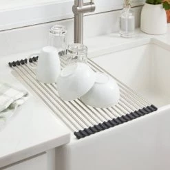 Over the Sink (Roll Away) Dish Drainer Silver - Brightroom™