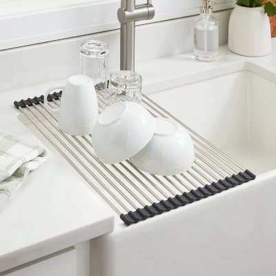 Over the Sink (Roll Away) Dish Drainer Silver - Brightroom™ 3 Over the Sink (Roll Away) Dish Drainer Silver - Brightroom™