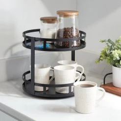 2-Tier Metal Lazy Susan Turntable Black - Brightroom™