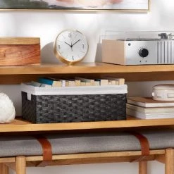 16" x 9" x 6" Lined Woven Media Bin Black - Brightroom™