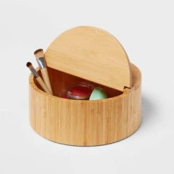 9" x 4" Circular Hinge Lid Bamboo Countertop Organizer - Brightroom™ -Brightroom shop GUEST e91a16ba 67ba 4346 aca1 624c8c7558a6