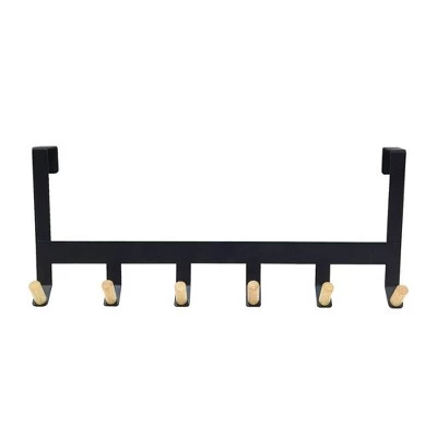 Mixed Material Over The Door 6 Hooks Rail Matte Black - Brightroom™ 3 Mixed Material Over The Door 6 Hooks Rail Matte Black - Brightroom™